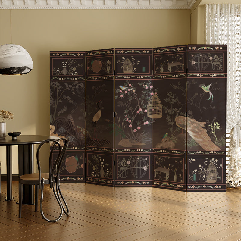 《Flowers and Birds in Darkness》 3- 6-Panel Privacy Screen