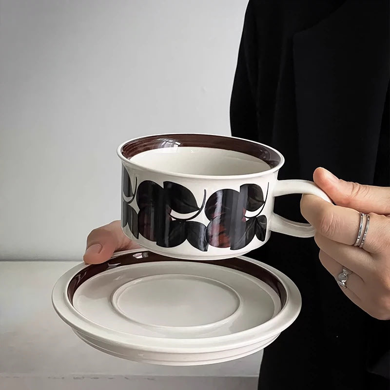 retro niche coffee cup and saucer set latte flower tea cup