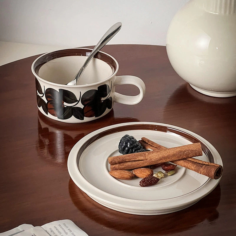 retro niche coffee cup and saucer set latte flower tea cup