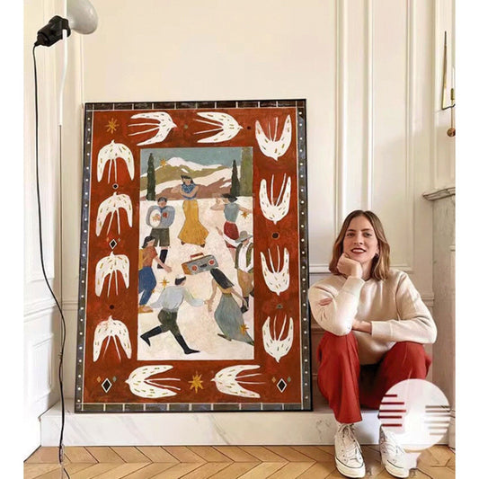 Decorative Canvas Wall Art “Dancing Everyday” | Vintage Abstract Aesthetic Painting