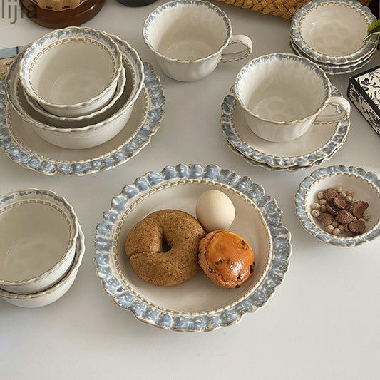 changed glaze lace household bowls, soup bowls and coffee cups