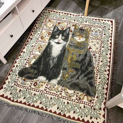 Cotton Woven Cat Decor Rug