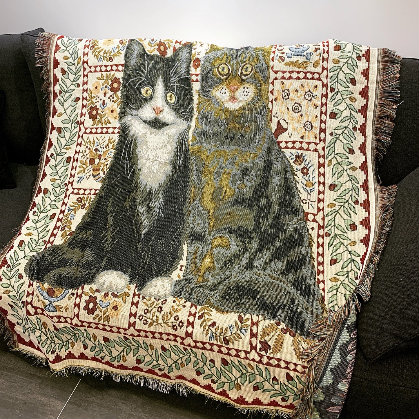 Cotton Woven Cat Decor Rug