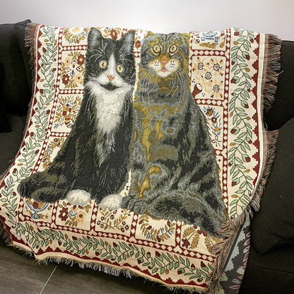 Cotton Woven Cat Decor Rug