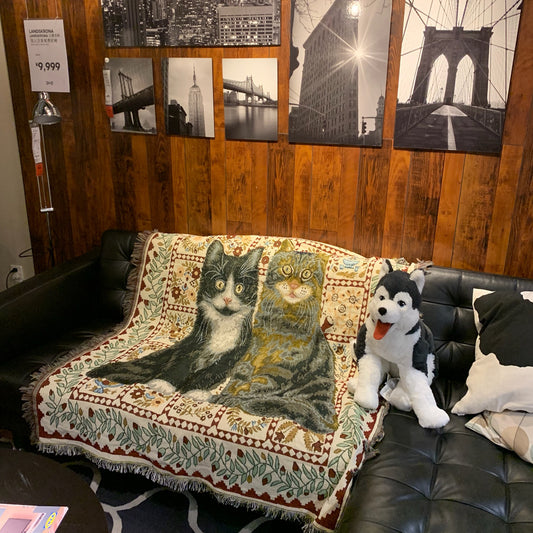 Cotton Woven Cat Decor Rug