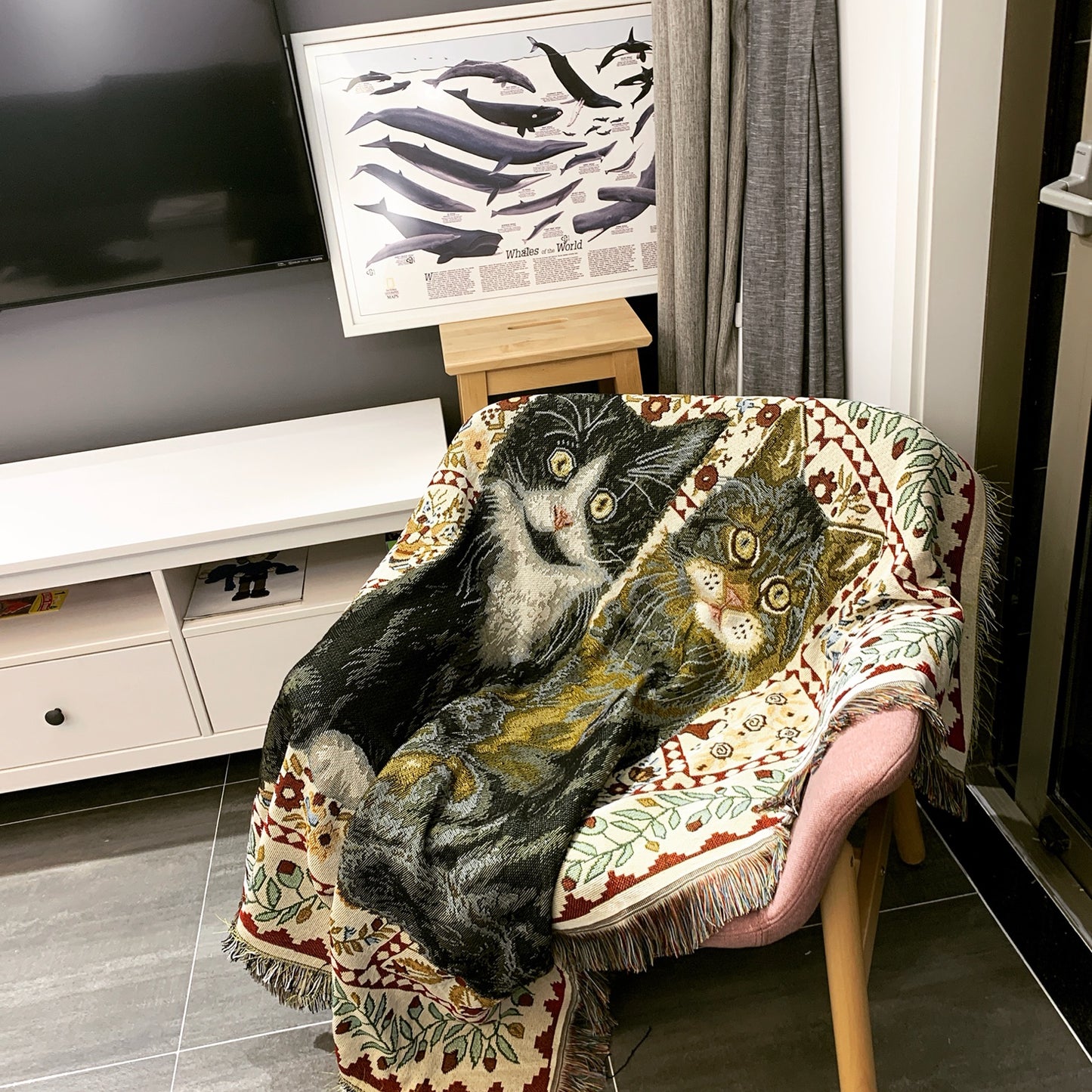 Cotton Woven Cat Decor Rug