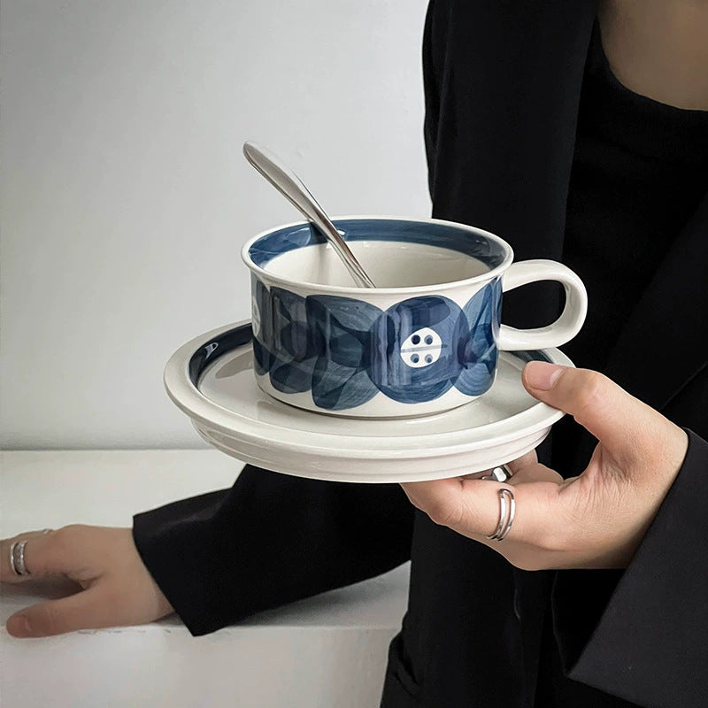 retro niche coffee cup and saucer set latte flower tea cup