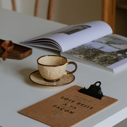 Embossed Floral Tea Cup