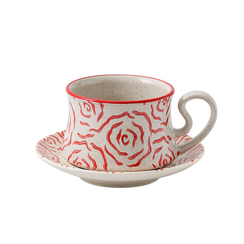 Creative hand-painted rose ceramic coffee cup