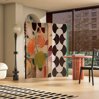 《Between Geometry and Fruits 》4-Panel Privacy Screen