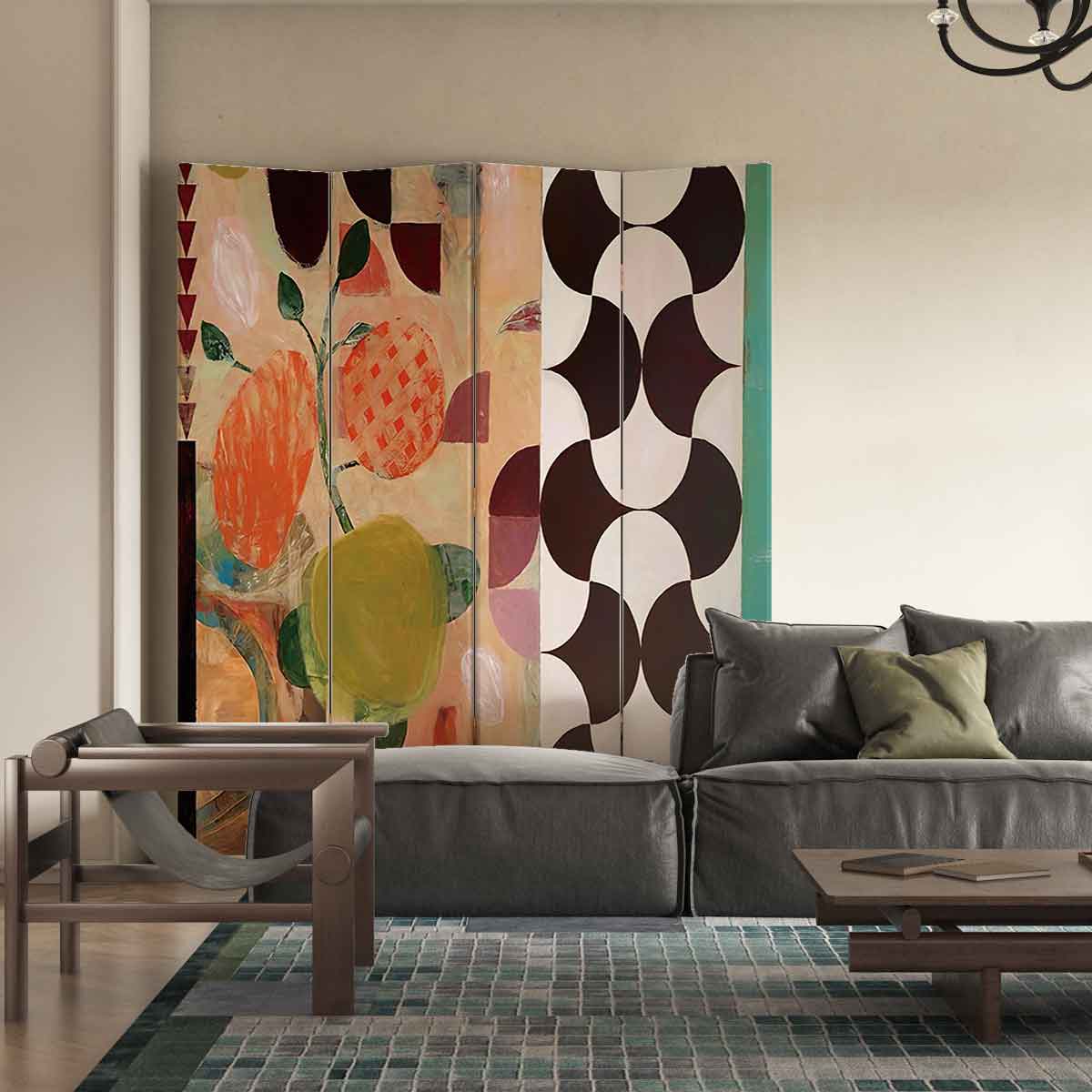 《Between Geometry and Fruits 》4-Panel Privacy Screen
