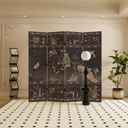 《Flowers and Birds in Darkness》 3- 6-Panel Privacy Screen