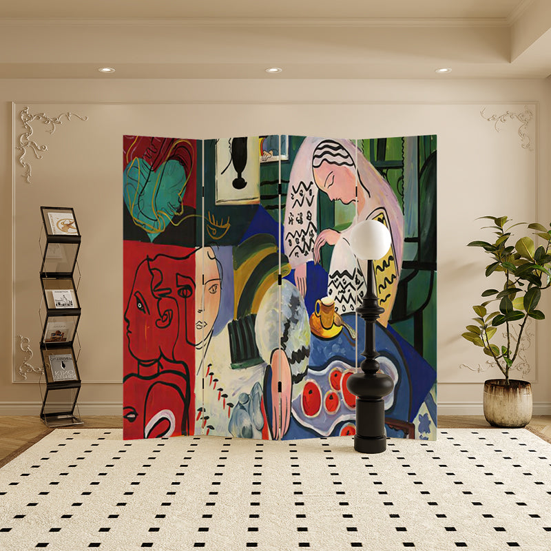 《Between Order and Play: The Aesthetic Dialogue of Abstract Geometry and Hand-Painted Fruits 》– 3-6Panel Folding Privacy Screen