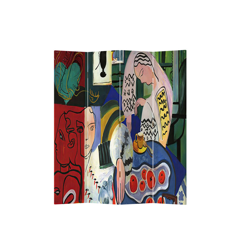 《Between Order and Play: The Aesthetic Dialogue of Abstract Geometry and Hand-Painted Fruits 》– 3-6Panel Folding Privacy Screen