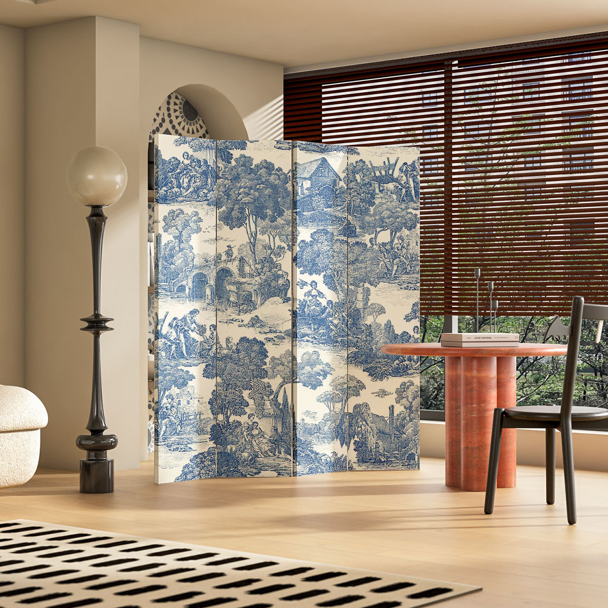 《Blue Reverie》3-5-Panel Privacy Screen