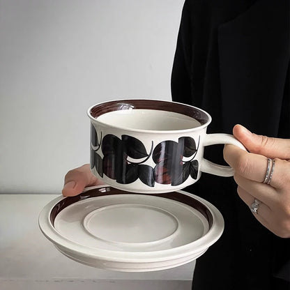 retro niche coffee cup and saucer set latte flower tea cup