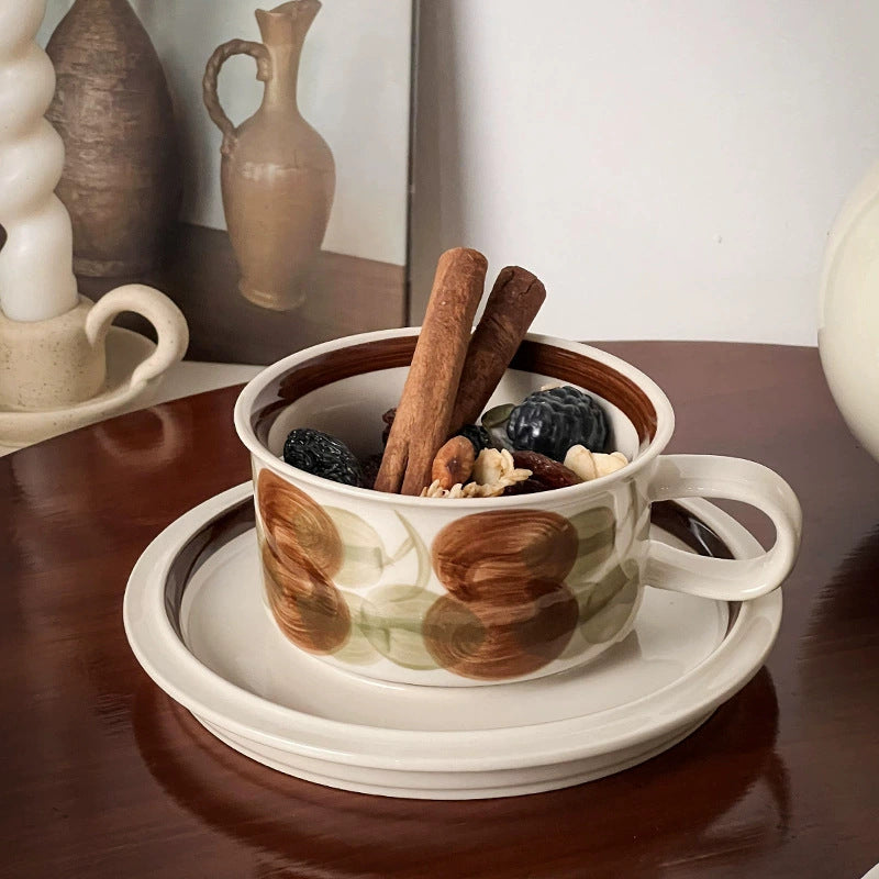 retro niche coffee cup and saucer set latte flower tea cup